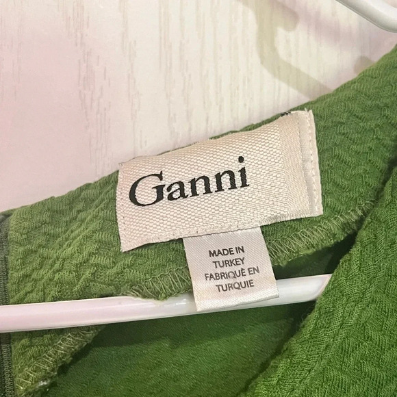 FINAL PRICE Anthropologie GANNI Green Textured Knit Drop Waist - Picture 7 of 9